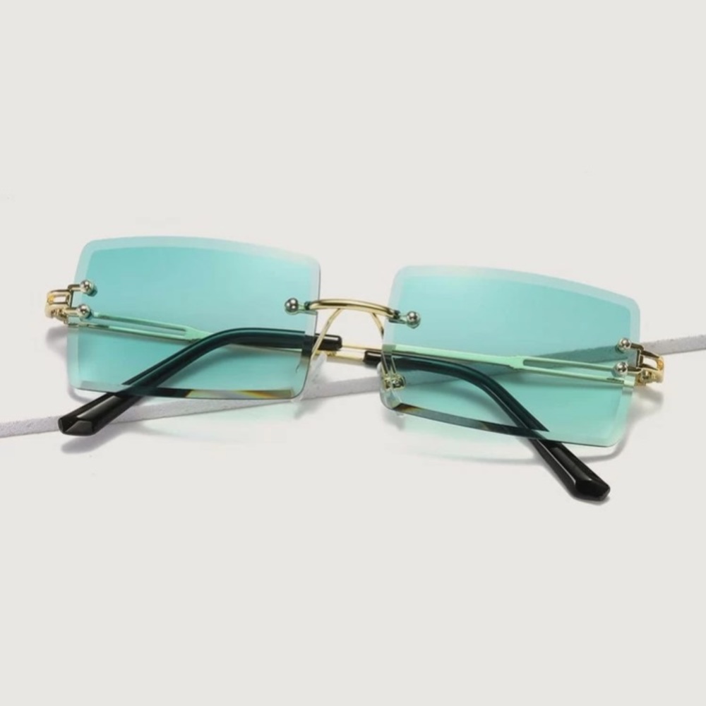 Rimless teal sunglasses